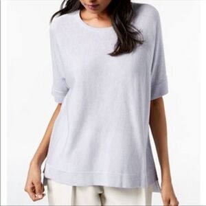 Eileen Fisher Dusty Lavender Silk Tencel Short Sleeve Boxy Sweater